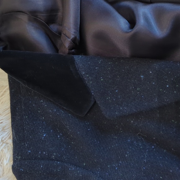 Navy Wool/Velvet Winter Coat - Picture 6 of 9